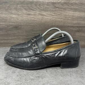 Gucci Vintage Loafers Mens Size 8.5 (41.5) Black Leather Horsebit Slip On Dress